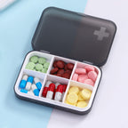 ZDQZC Portable Pill Organizer - Slim Pill Box for Purse or Travel, Compact Pill Case(6 Compartment,Gray)
