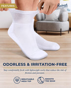 Pembrook Ankle Diabetic Socks for Men & Women | 6 Pairs | Black, White, Gray | Wide Stretch Top Mens Diabetic Socks | Diabetic S