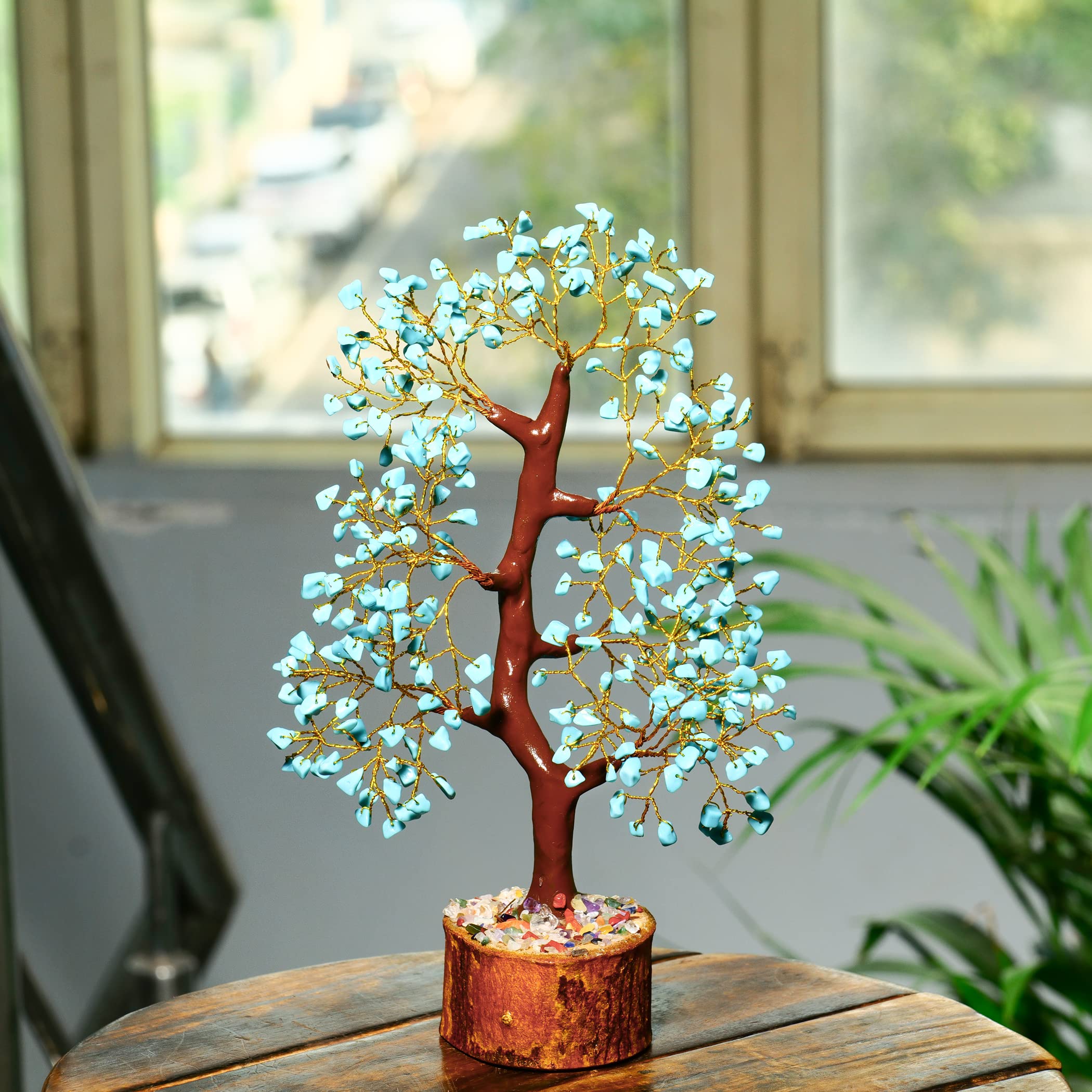 PYOR Turquoise Crystals, Money Tree, Birthday Gifts for Women, Turquoise Crystal Tree of Life, Healing Crystal, Office Decor, Ho