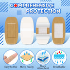 Assorted Flexible Fabric Adhesive Bandages - Family Variety Pack, Small Comfortable Fingertip & Round Cloth Bandages (300 Pieces