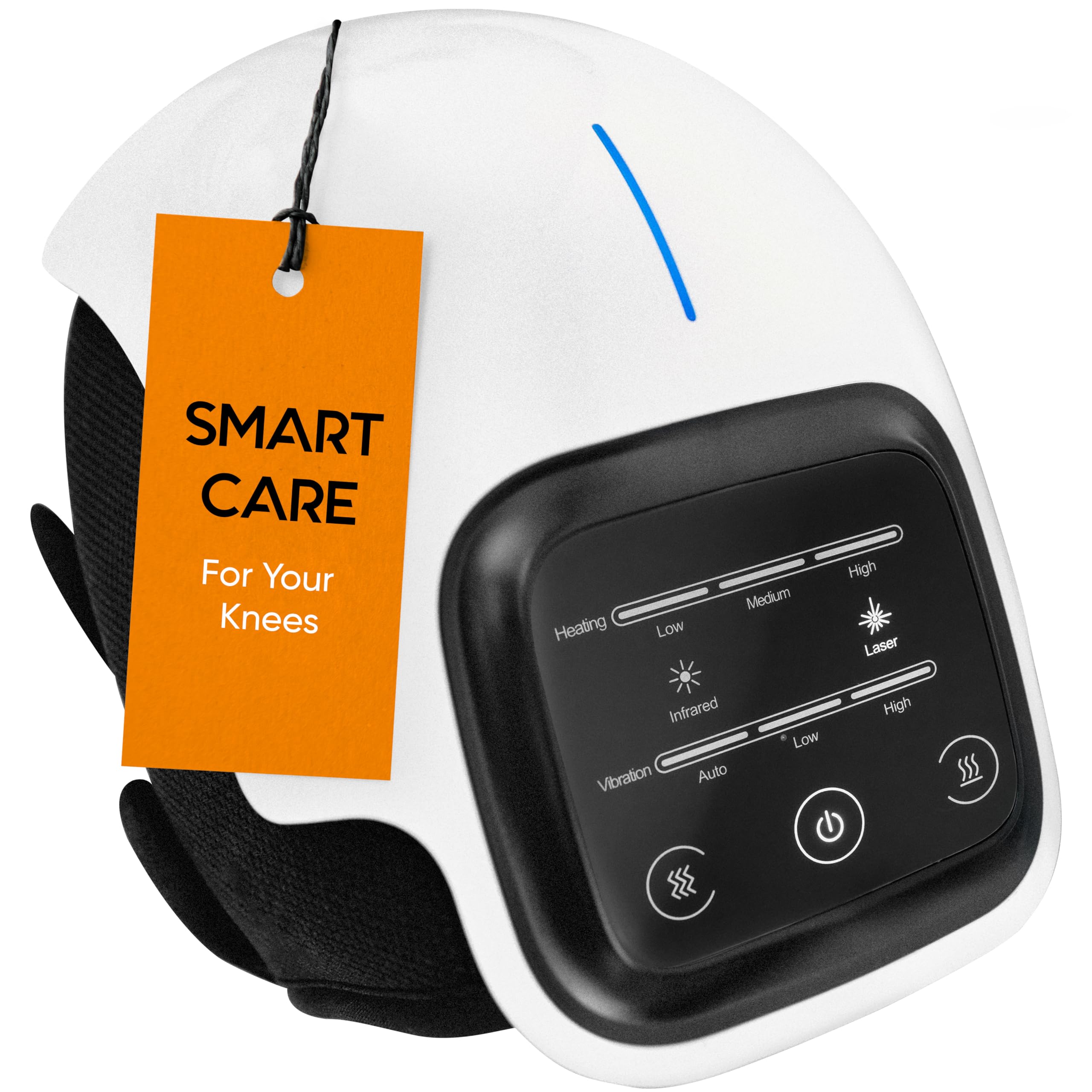 Careella Wireless Knee Massager with Heat, Comfort Vibration, Adjustable Straps, Cordless Design & Gentle Light - Heating Pad fo