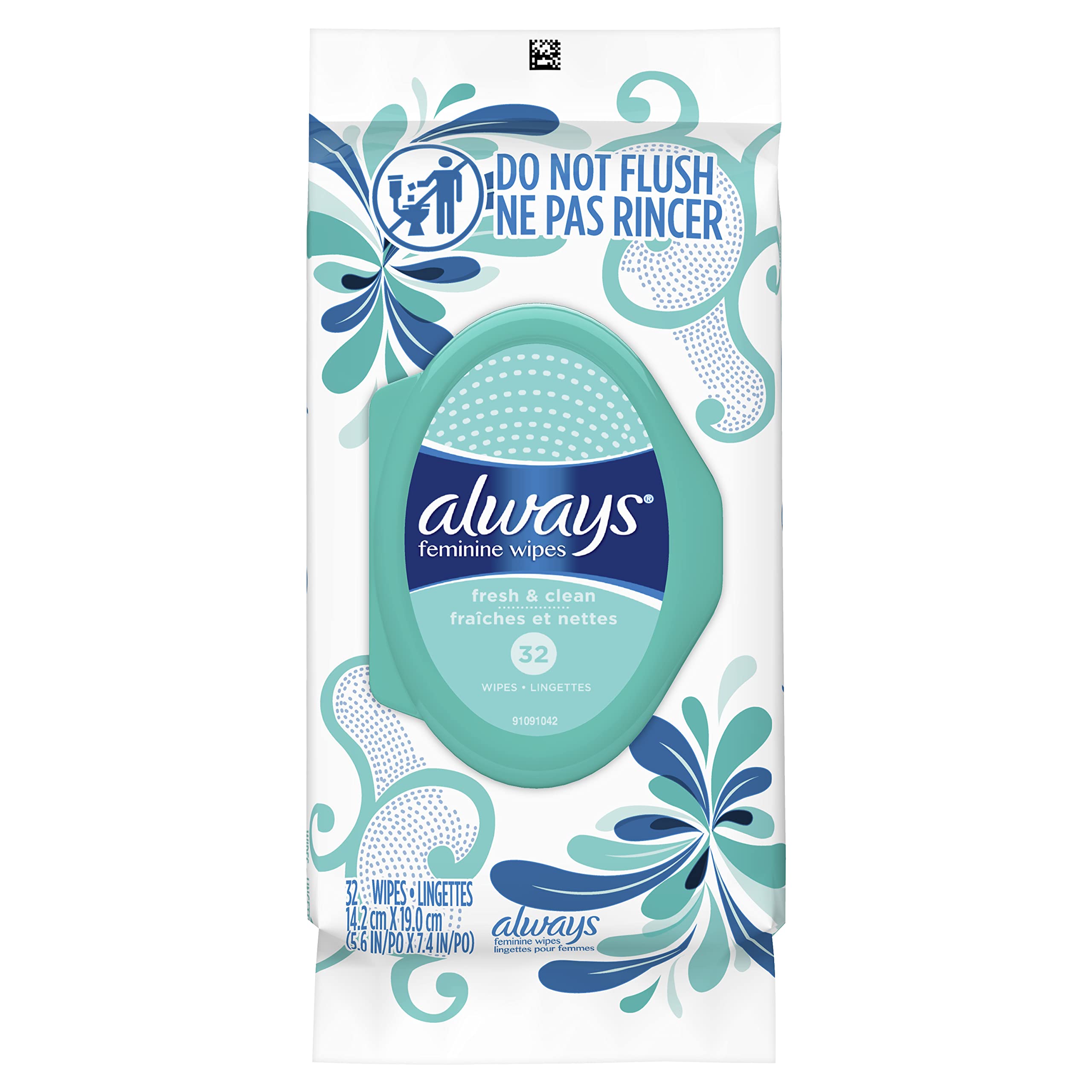 Always Feminine Wipes, Fresh & Clean, Soft Pack, 32 Count
