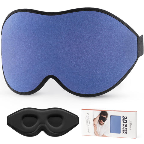 LitBear Sleep Masks, Light Blocking Eye Mask Sleeping for Women Men Side Sleeper, Soft 3D Comfortable Sleeping Mask with Adjusta