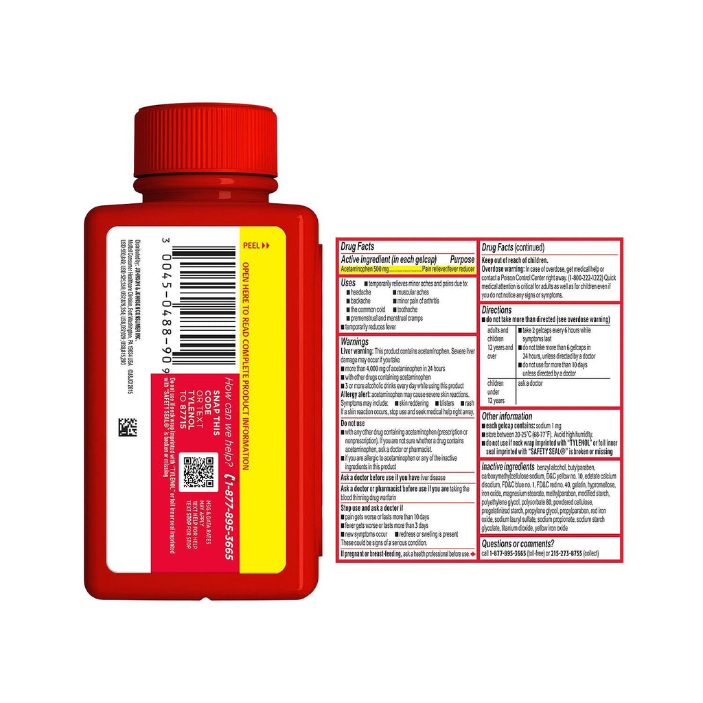Tylenol Extra Strength Rapid Release Gels 500 mg - 290 ct.