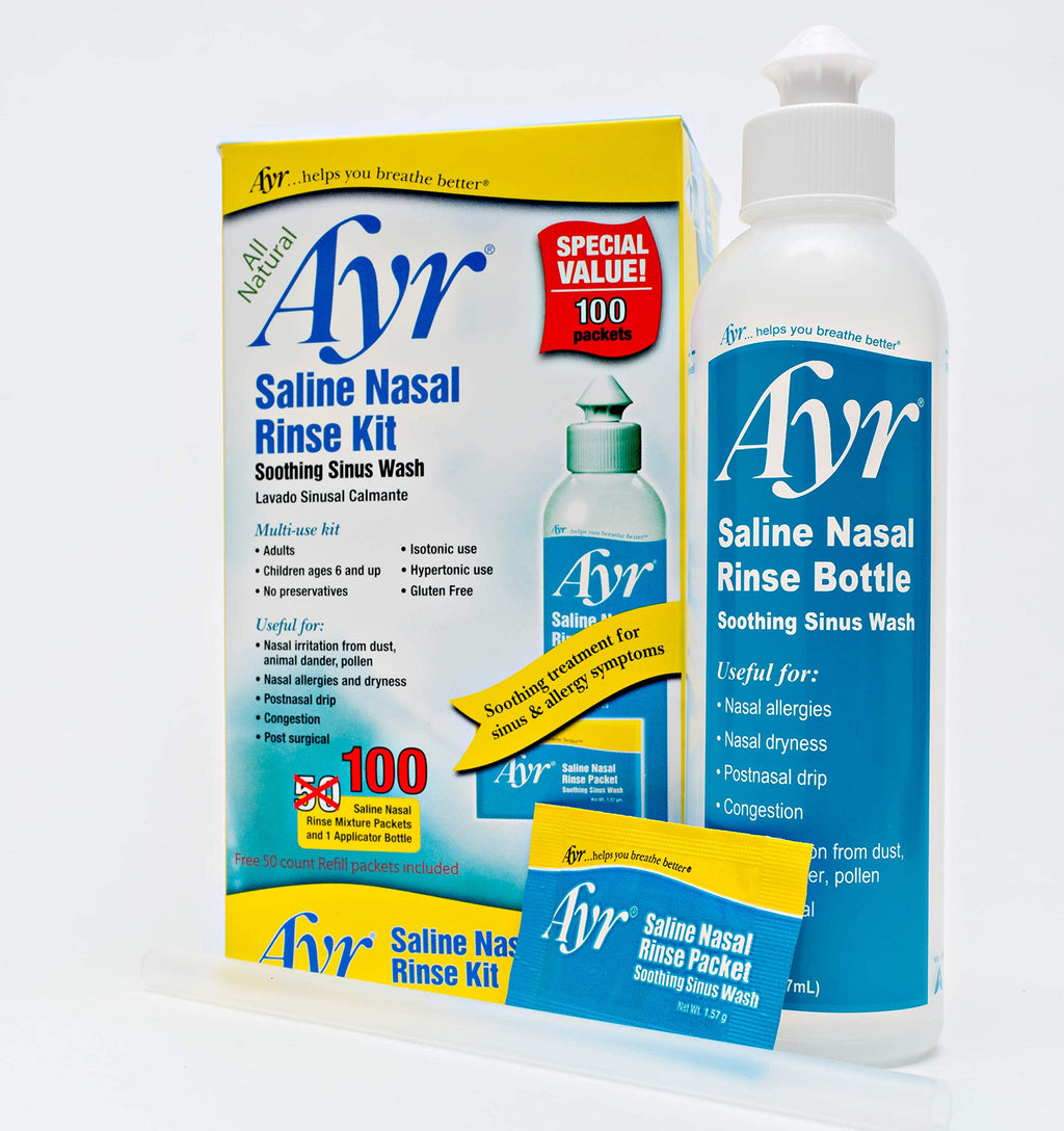 Ayr Saline Nasal Rinse Kit, 100 ct