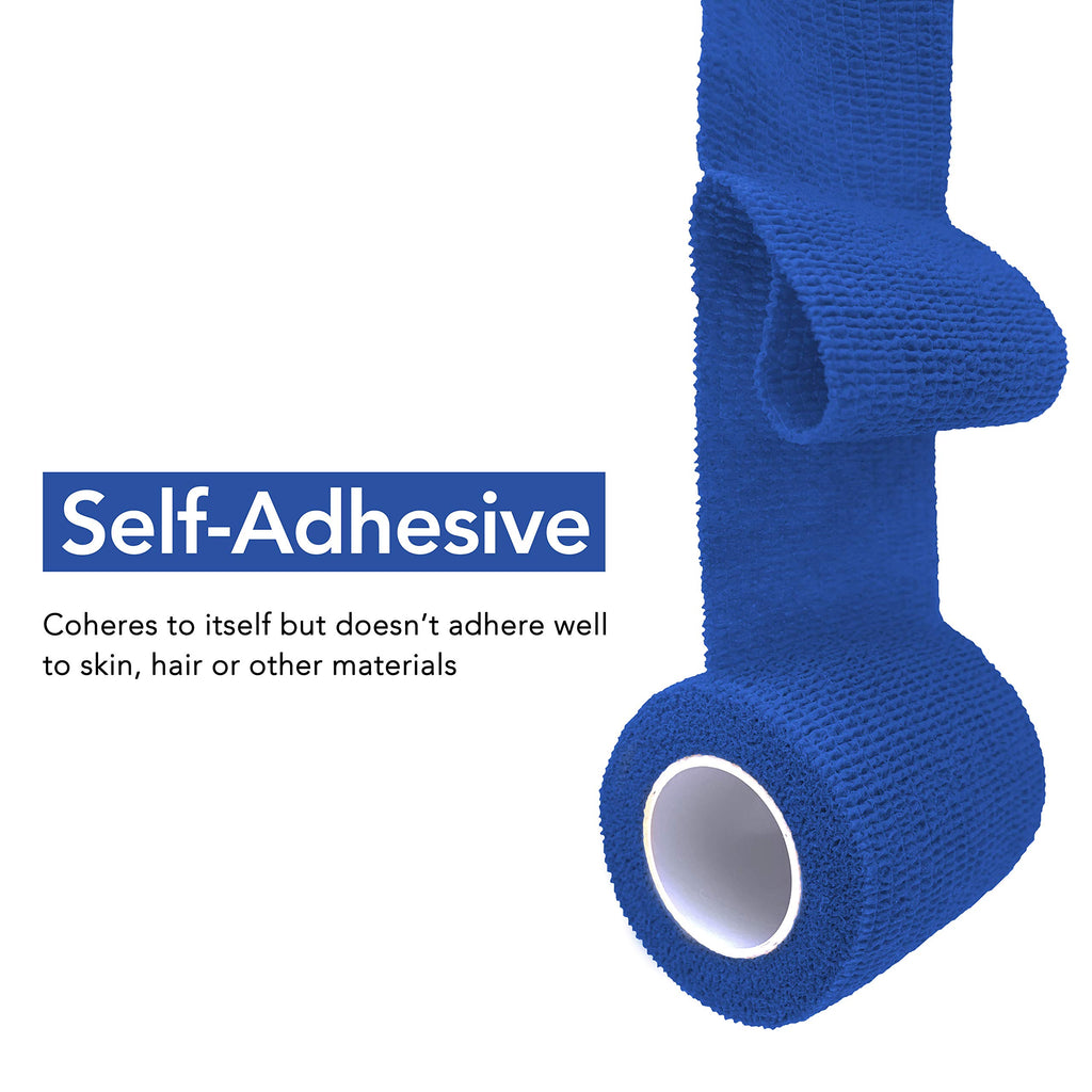 RISEN Cohesive Bandage 2    x 5 Yards, 6 Rolls, Self Adherent Wrap Medical Tape, Adhesive Flexible Breathable First Aid Gauze Id