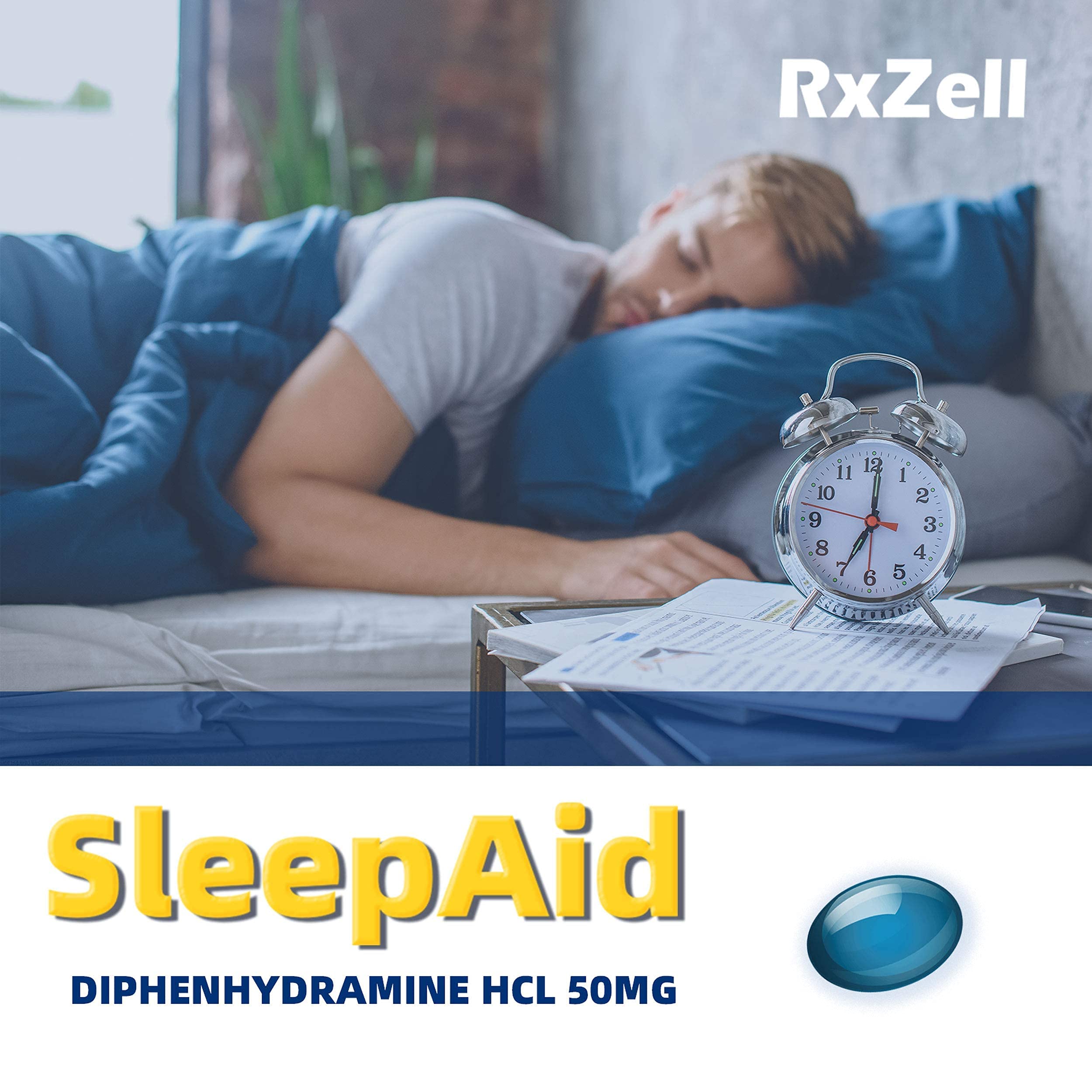RXZELL Sleep Aid, Diphenhydramine 50mg, Easy-to-Swallow Softgels, Supports Deeper Restful Sleeping, Non Habit-Forming (220 Count