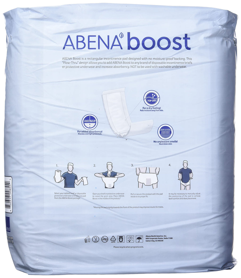 Abena BOOST Fluff Incontinence Pads - No Barrier/Flow-Through, (Sizes Normal To Extra Large) Extra Large, 20 Count