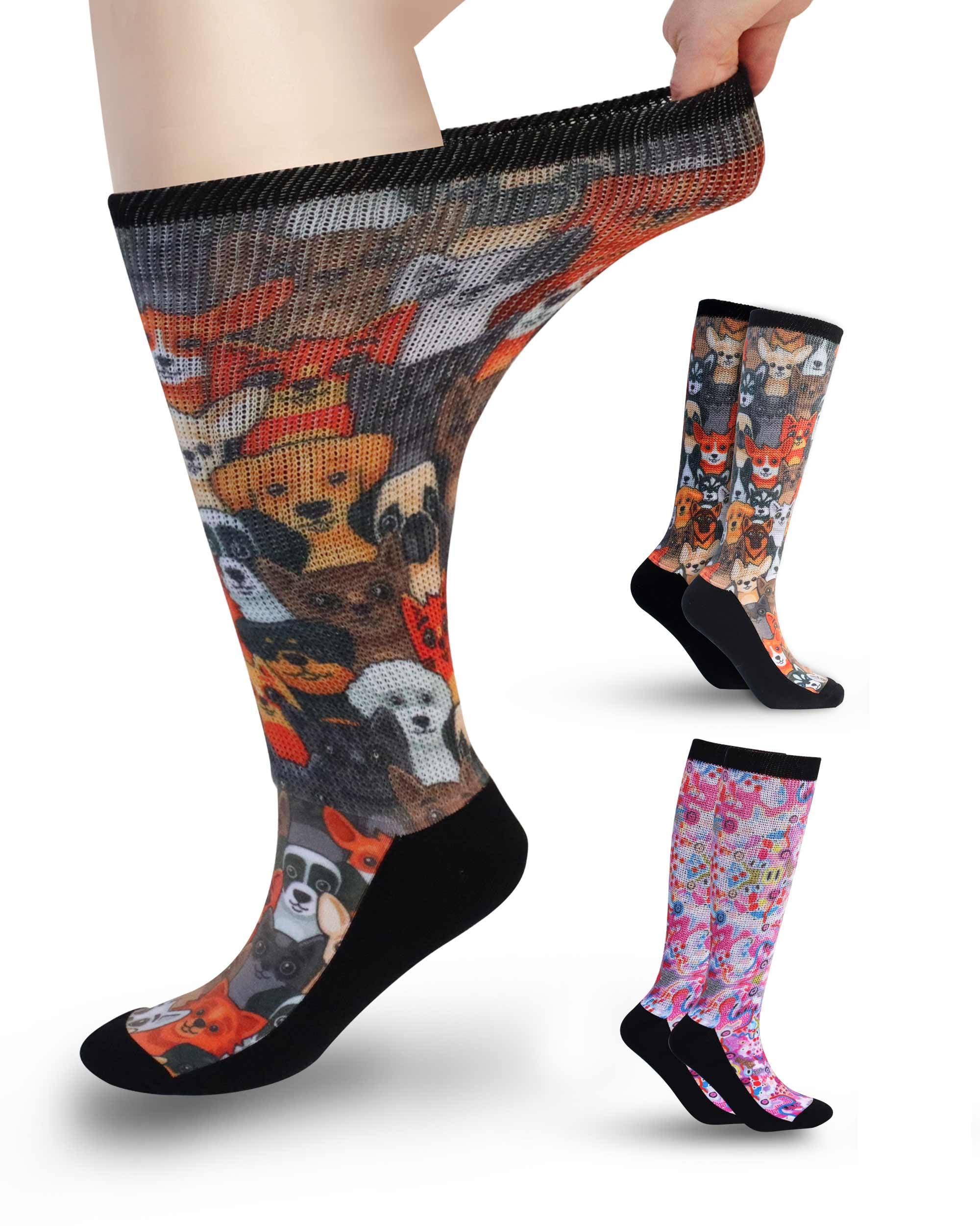 YOKEEP diabetic socks for women & men extra wide, 2 pairs non binding neuropathy diabetic socks for women men swollen feet