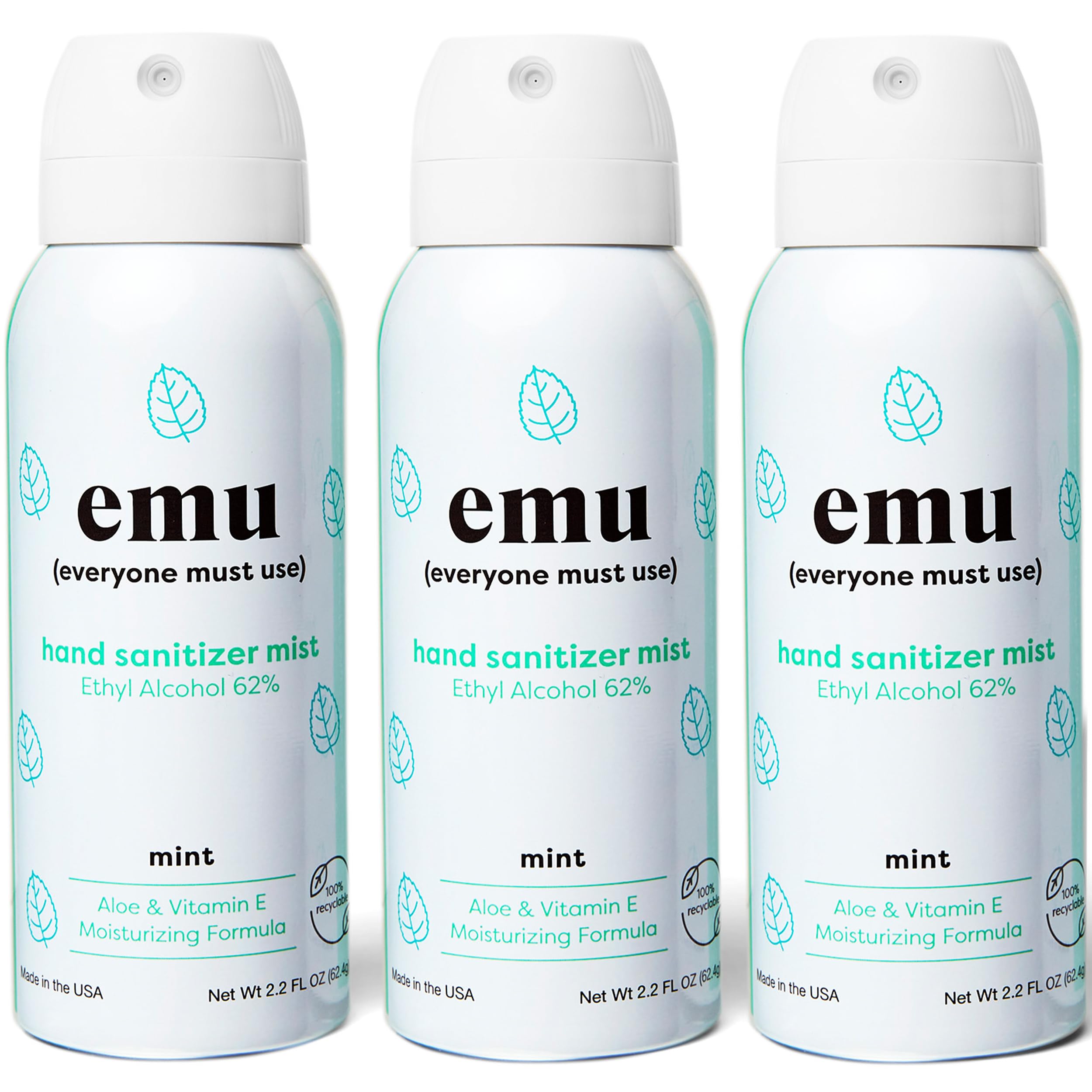 EMU (EVERYONE MUST USE) Hand Sanitizer pocket spray, Travel size 2.2oz. Cleanses Your Hands, Hydrating. Hand soap bulk. 24-hour 