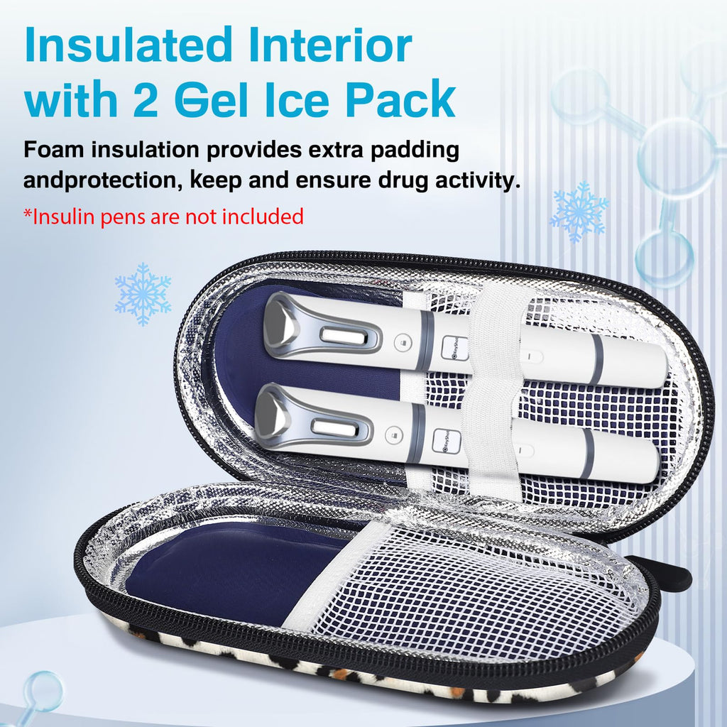 MOSLA Insulin Cooler Travel Case for Diabetic Organize Medication Insulated Cooling Bag with 2 Ice Packs for Insulin Pens and Ot