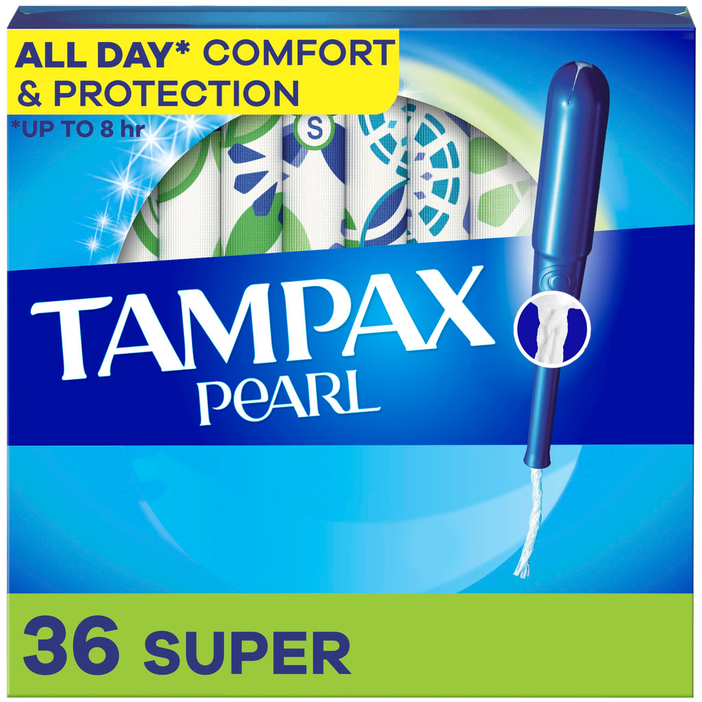 Tampax Pearl Tampons for Women, with LeakGuard Braid, Super Absorbency, Unscented, 36 Count