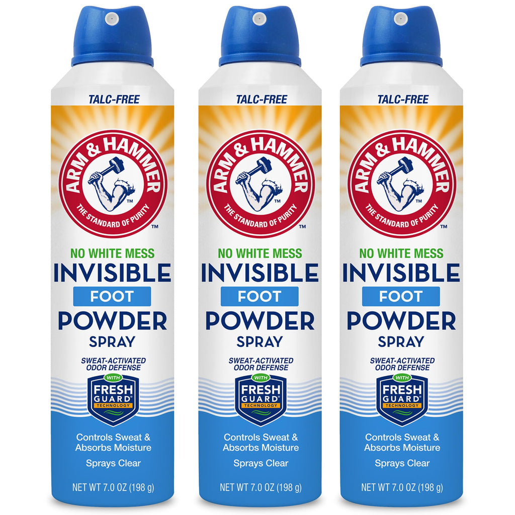 Arm & Hammer Invisible Foot Powder Spray, Clear Talc-Free Foot Odor & Sweat Control, Foot Spray Odor Eliminator Spray, Foot Odor