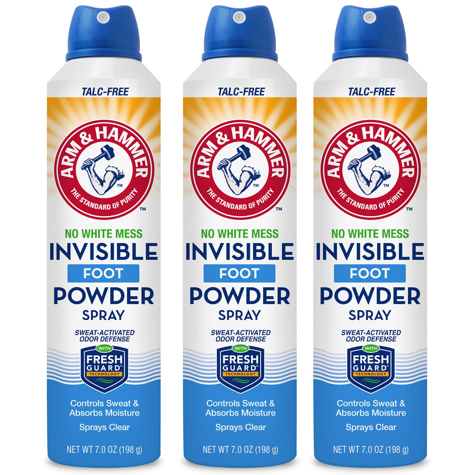 Arm & Hammer Invisible Foot Powder Spray, Clear Talc-Free Foot Odor & Sweat Control, Foot Spray Odor Eliminator Spray, Foot Odor
