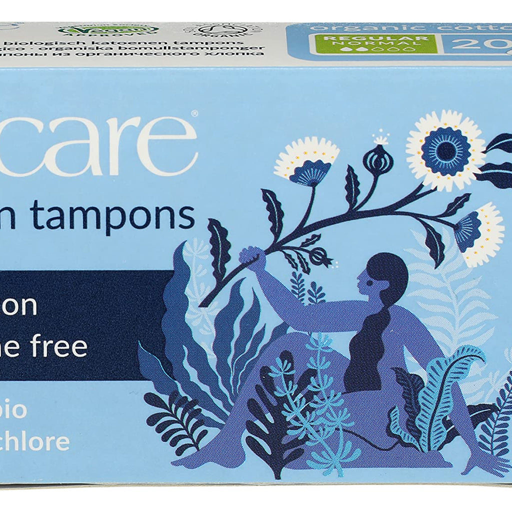 Natracare Non-Applicator 100% Organic Cotton Tampons, Regular, Totally Chlorine Free, Biodegradable and Compostable (1 Pack, 20 