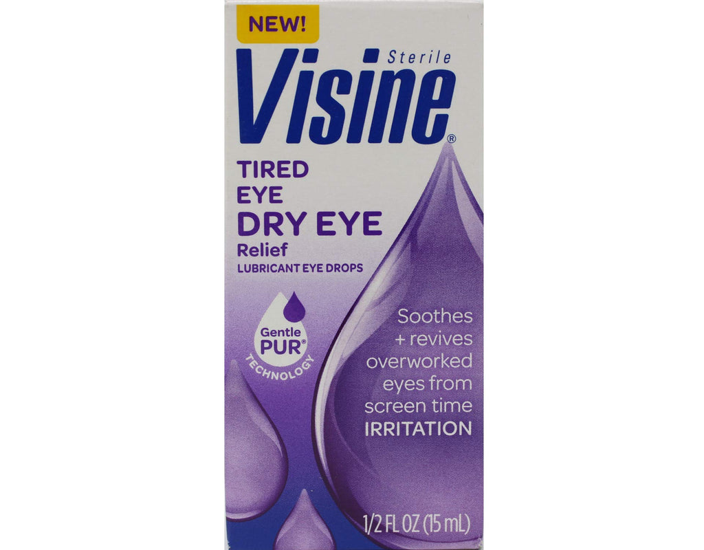 Visine Tired Eye Dry Eye Relief Eye Drops, Moisturizing & Soothing Drops for Irritated Eyes Due to Screen & Computer Use, 0.5 fl