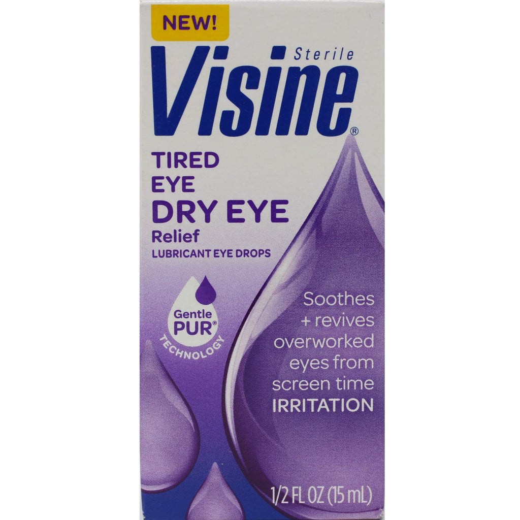 Visine Tired Eye Dry Eye Relief Eye Drops, Moisturizing & Soothing Drops for Irritated Eyes Due to Screen & Computer Use, 0.5 fl