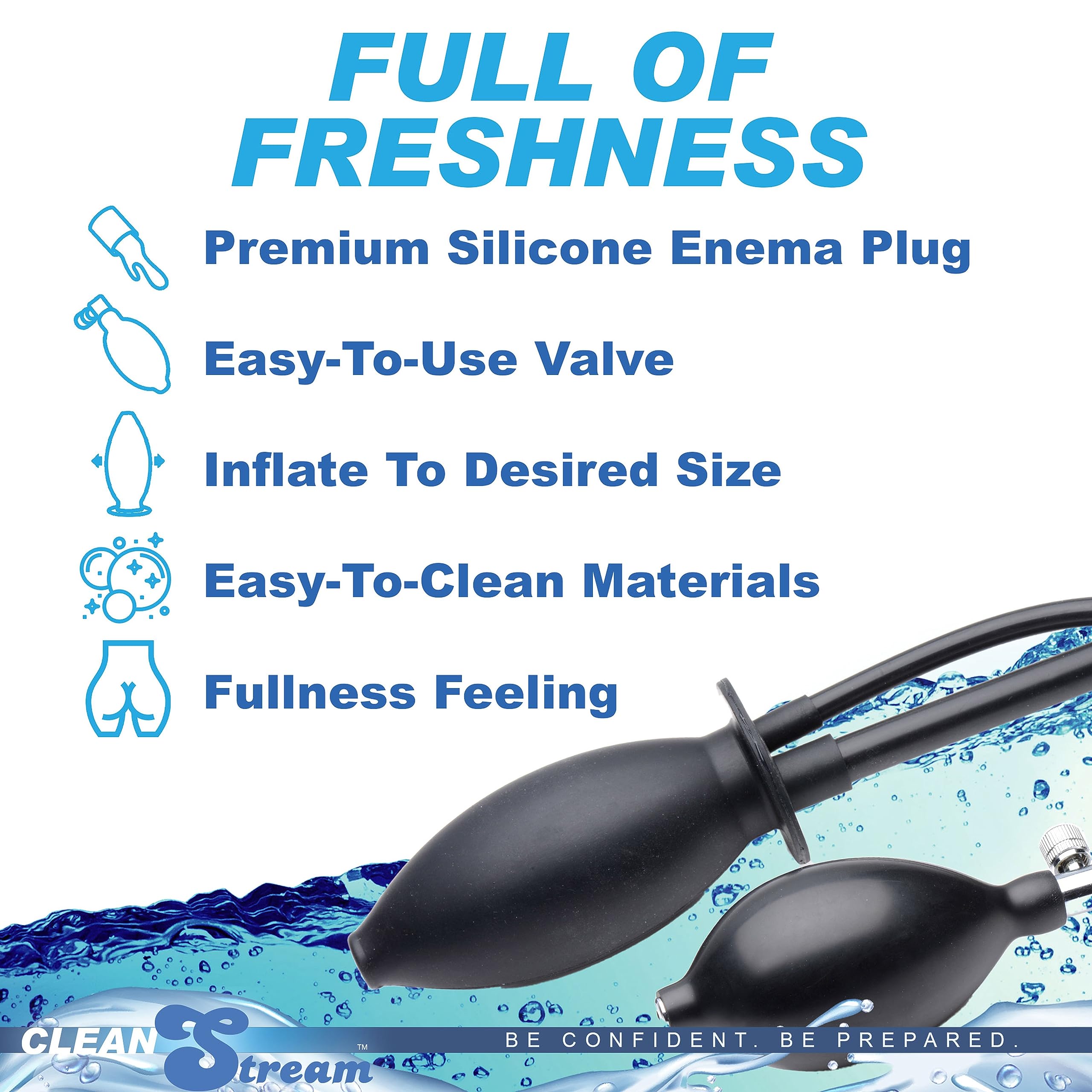Cleanstream Inflatable Enema Plug, Reusable Latex Free Silicone Enema with Hand Bulb and Flared Base, Comfortable Colon Cleansin