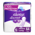 Always Discreet, Incontinence & Postpartum Pads for Women, Size 5, Heavy Absorbency, Long Length, 32 Count x 2 Pack (64 Count to
