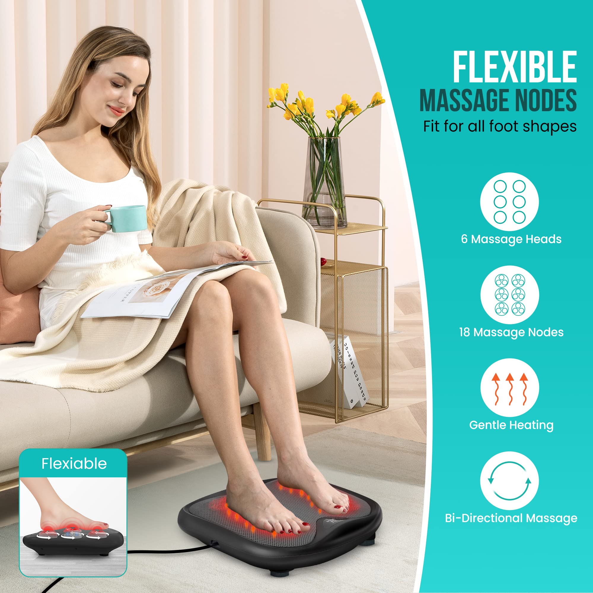 Snailax Shiatsu Foot Massager with Heat, Kneading Foot & Back Massager, Electric Feet Massager Machine for Plantar Fasciitis, He