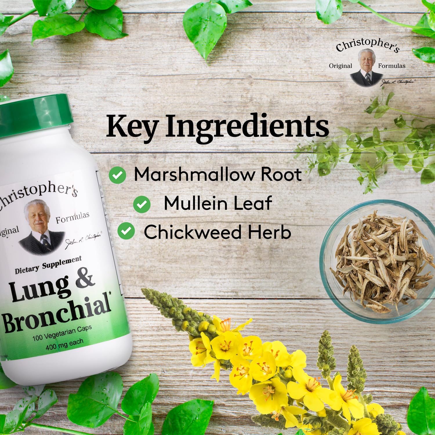 Christophers Original Formulas Lung & Bronchial Formula - Lung Cleanse for Smokers - Supports Respiratory System with Synergist