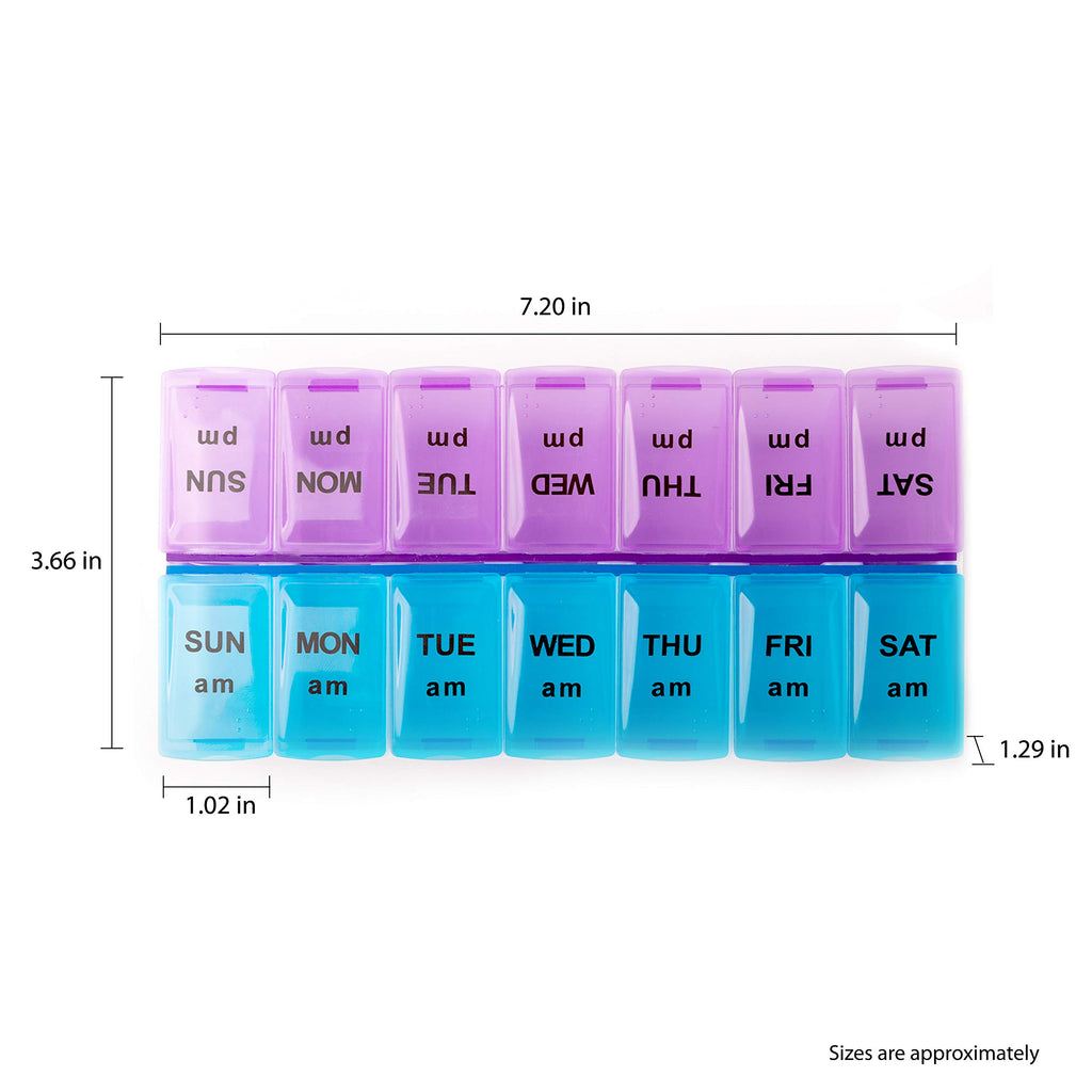 Deke Home - Pill Organizer 2 Times a Day, Weekly Pill Box, 7 Daily Compartments with AM PM Slots, Easy Snap Lids Medication Disp
