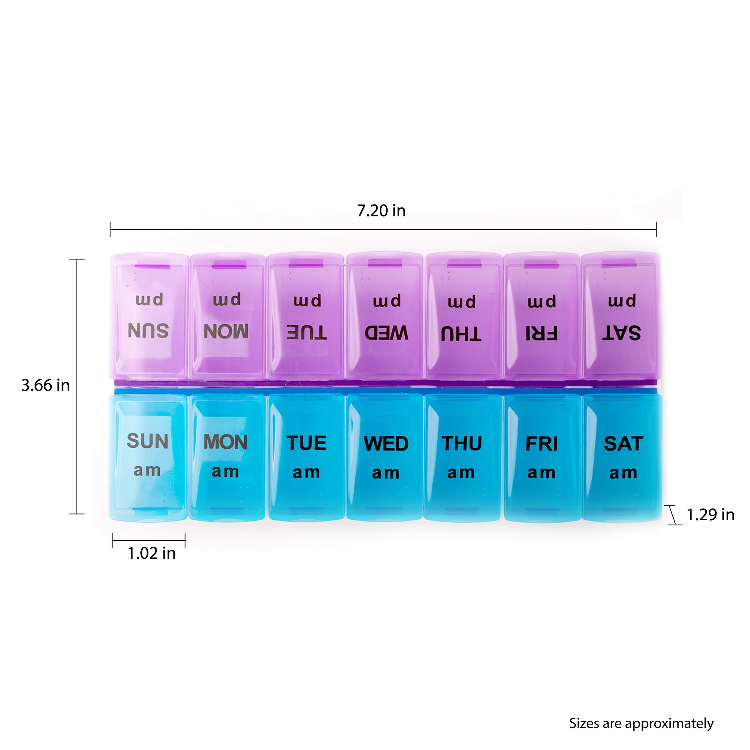 Deke Home - Pill Organizer 2 Times a Day, Weekly Pill Box, 7 Daily Compartments with AM PM Slots, Easy Snap Lids Medication Disp