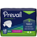 Prevail Incontinence Bariatric Brief, Unisex Disposable Adult Diaper with Tabs for Men & Women, Ultimate Absorbency, Size A, 48 