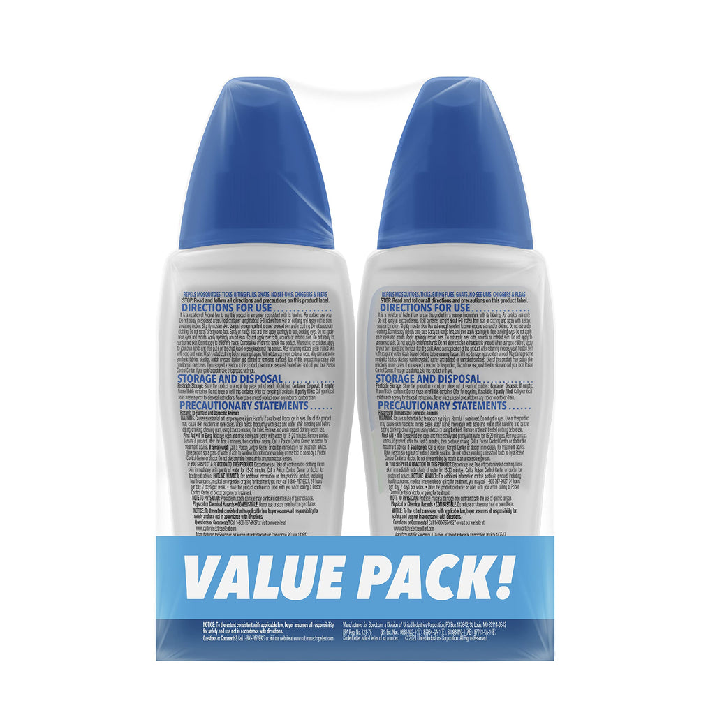 Cutter Skinsations Insect Repellent, Repels Mosquitos, Ticks, Gnats, Fleas, 7% DEET, 2 pack, 6 fl Ounce (Pump Spray)