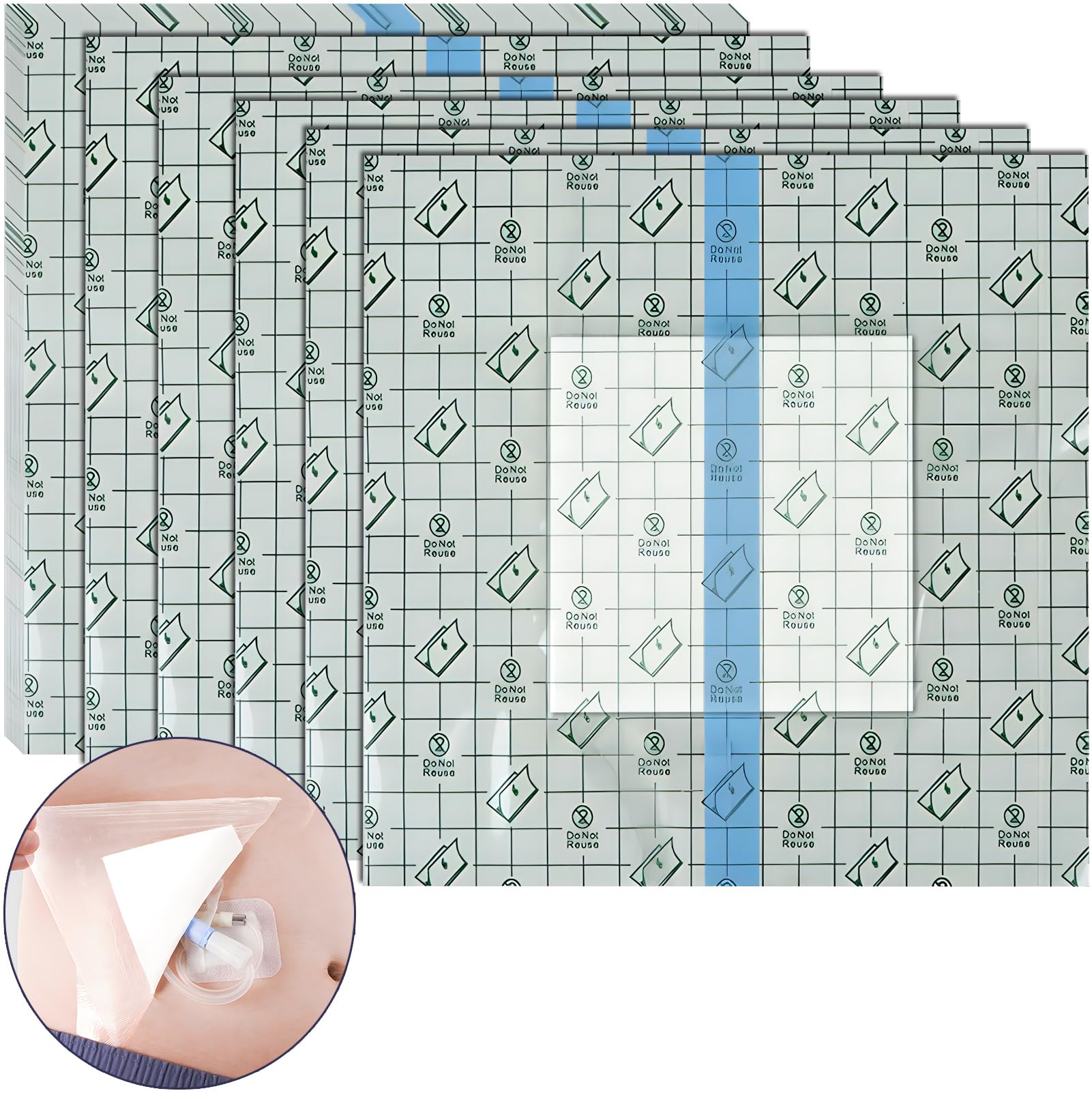 Waterproof Dialysis Port Shower Cover Pd Catheter Shower Shields Chemo Port Shower Protector 6x6 Picc Line Bandage with Non-Stic