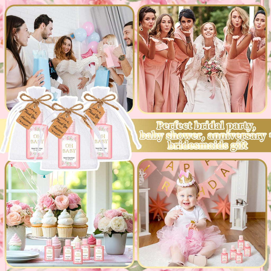 Frienda 24 Sets Baby Shower Hand Sanitizer Gift Set Travel Size Hand Sanitizers Gift Bulk Mini Sanitizer for Wedding Thank You G