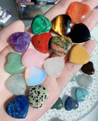15 PCS Heart Crystals Healing Natural Pocket Stones Polished Love Shaped Palm Gemstones Rose Quartz Amethyst Assorted Set Reiki