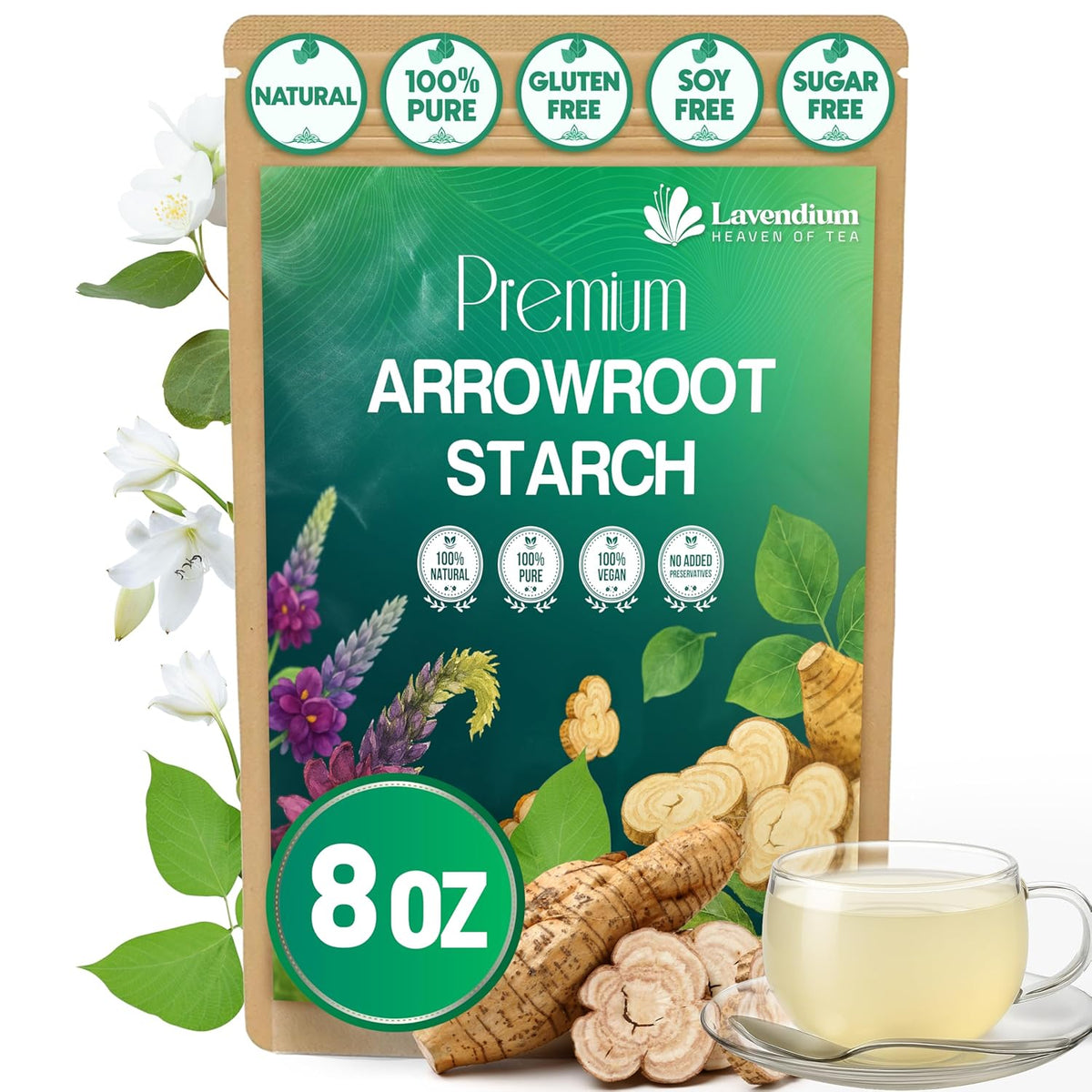 Premium Arrowroot Starch Powder – 17.6oz Resealable Bag, Gluten-Free, Non-GMO, Premium Plant-Based Thickener for Cooking, Baking & Frying.