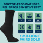 Doctor's Choice Diabetic Socks for Men, Seamless Crew Socks with Non-Binding Top, Provides Extra Comfort for Gout, 4-Pairs, Blac