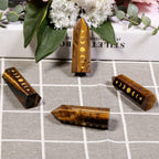 Amogeeli Wicca Moon Phase Tiger's Eye Stone Point Wand for Reiki Meditation, 6 Faceted Prism Healing Crystal Decoration for Home