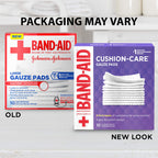 Band-Aid Brand Cushion Care Non-Stick Gauze Pads, Individually-Wrapped, Large, 4 in x 4 in, 10 ct