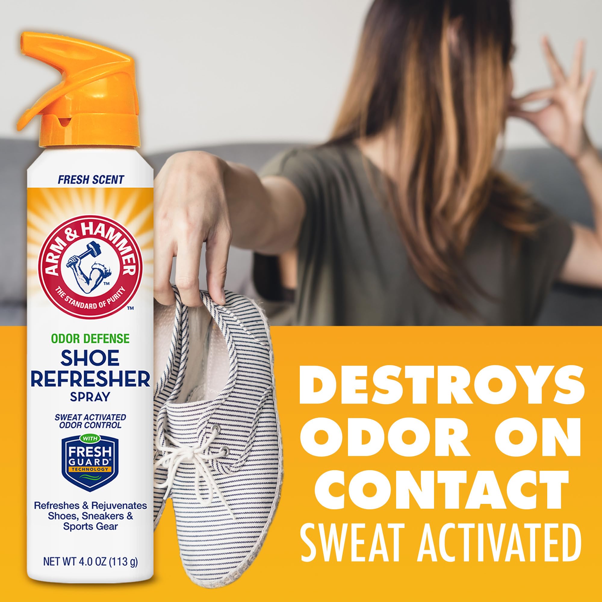 Arm and Hammer Shoe Refresher Spray, Multi-Purpose Odor Remover for All Types of Footwear, Shoe Deodorizer Spray, Shoe Odor Elim