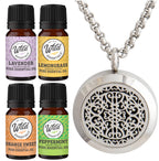 Wild Essentials Wrought Iron Necklace Essential Oil Diffuser Kit With Lavender, Lemongrass, Peppermint, Orange Oils, 12 Refill P