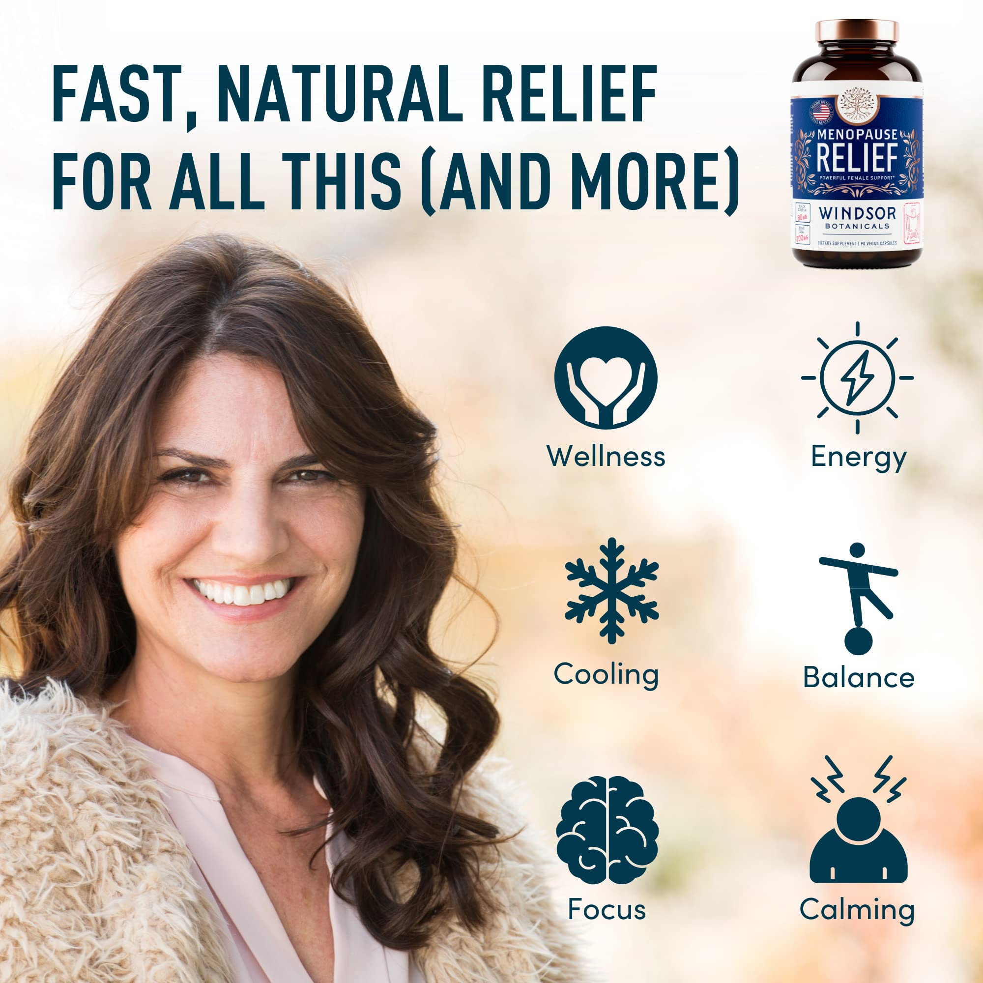 Menopause Supplements for Women - 5-HTP, Dong Quai, Black Cohosh for Menopause Hot Flashes, Night Sweats Relief Support - Womens