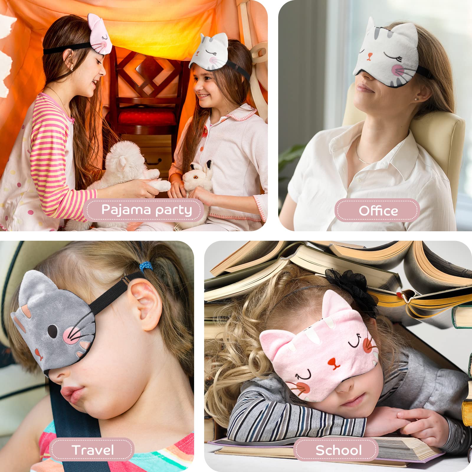 Cute Eye Mask for Sleeping 3 Pieces Cartoon Dog Face Eye Cover Funny Animal Cat Sleeping Mask Soft Lightweight Night Sleep Eye M