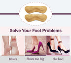 Leather Heel Grips Liner Cushions Inserts for Loose Shoes, Improved Shoe Fit and Comfort, Khaki,0.28inch Thick 6 Pairs