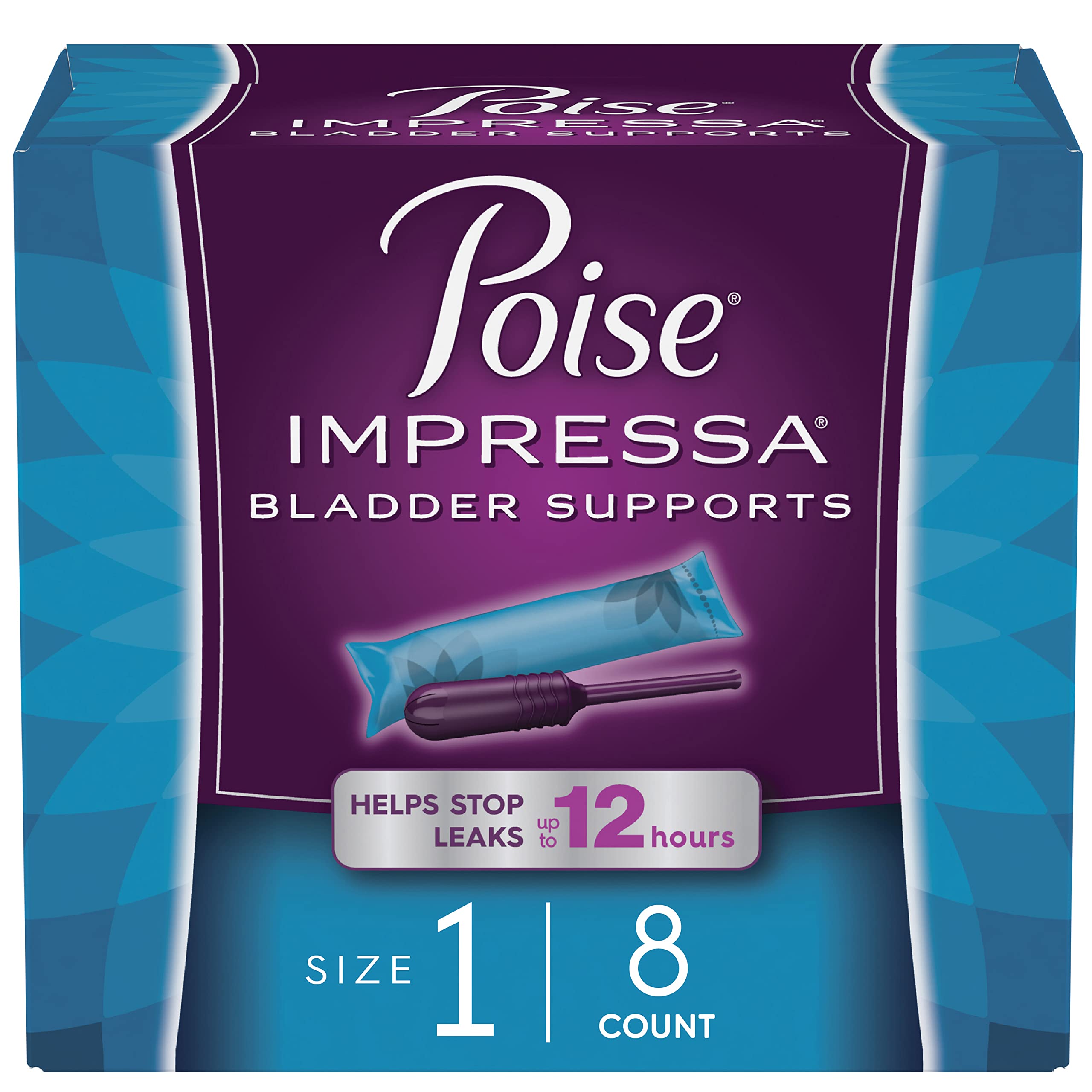 Poise Impressa Incontinence Bladder Support for Women, Bladder control, Size 1, 8 count (Packaging May Vary)