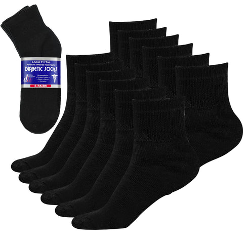 Debra Weitzner Men's 6-pack Diabetic Ankle Socks,Black,10-13