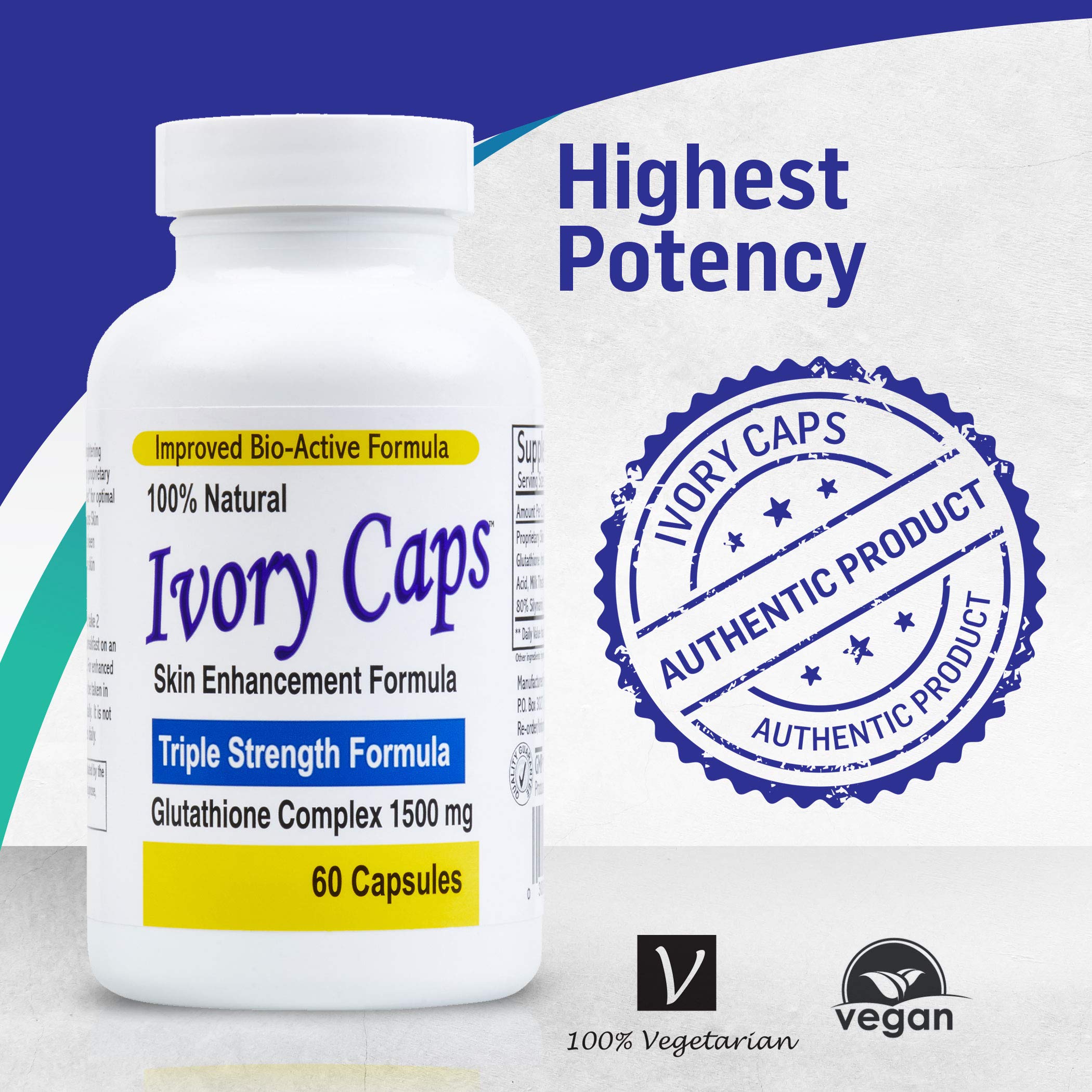 Ivory Caps (4 Pack) Best Value**- Maximum Potency Glutathione 1500 Skin Whitening Complex **Sale REG. $169.99 - Now $99.99- Free