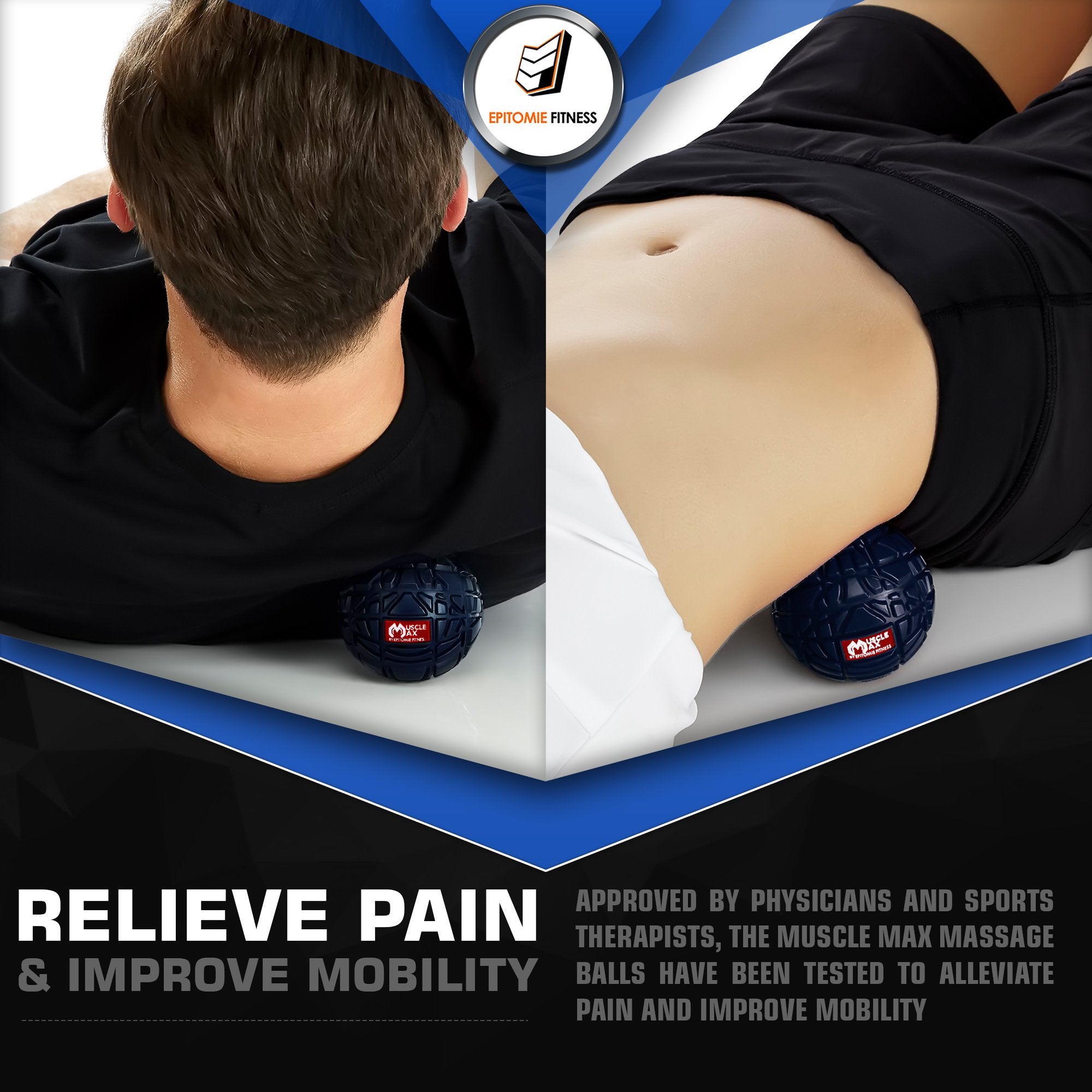 Epitomie Fitness Muscle Max Massage Ball - Therapy Ball for Trigger Point Massage - Deep Tissue Massager for Myofascial Release