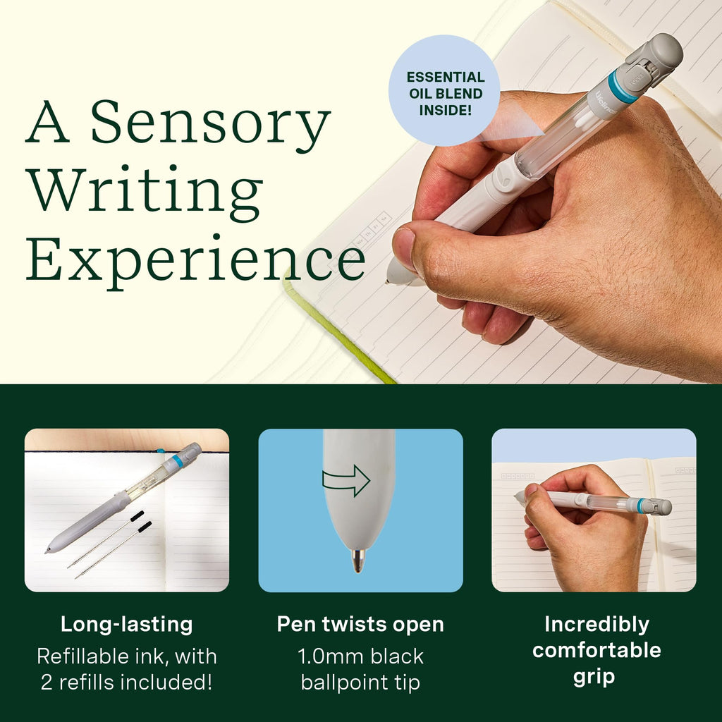 Lifelines Pen Diffuser Set, Cotton Candy - 1mm Black Ballpoint Pen with Scented Essential Oil Blend & 2 Ink Refills - Aromathera