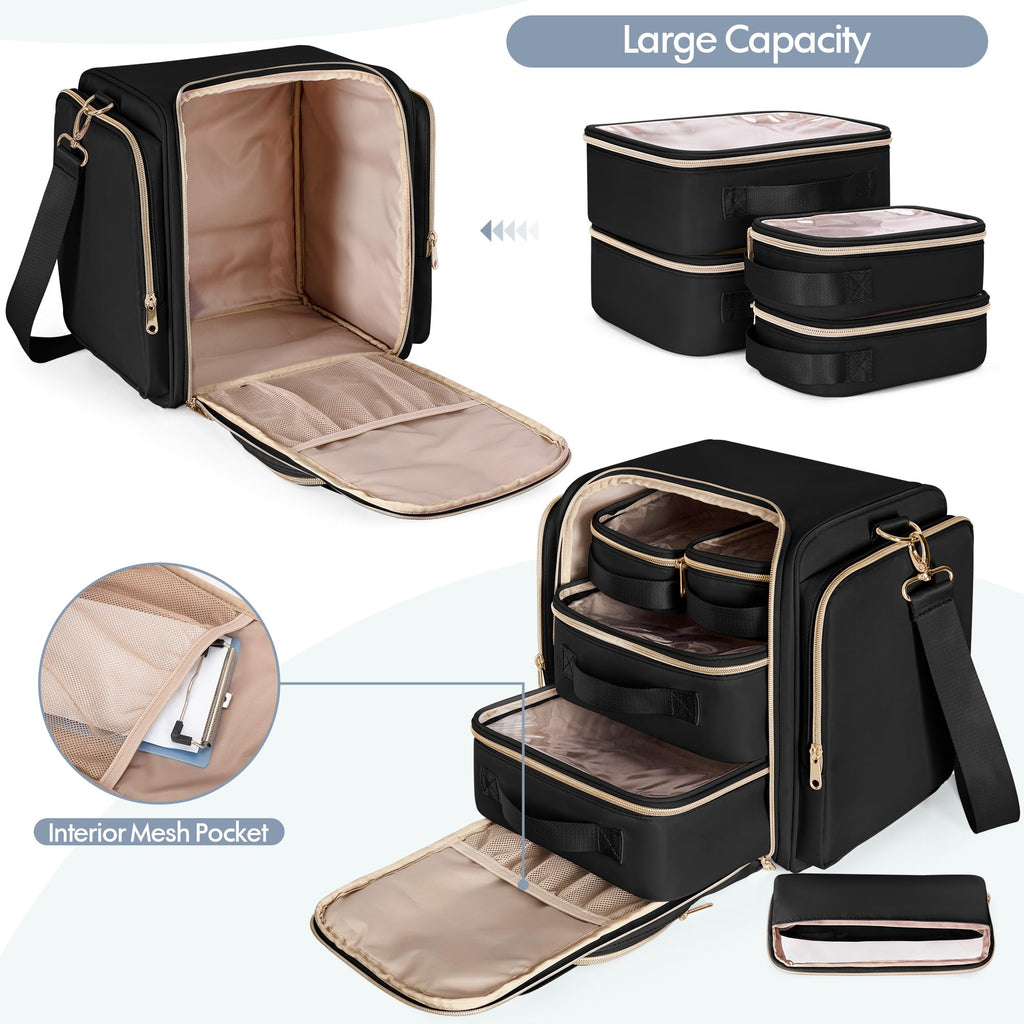 Prokva Medicine Storage Bag with 5 Removable Pouches, Pill Bottle Organizer Bag with Shoulder Strap, Large Medication Travel Bag