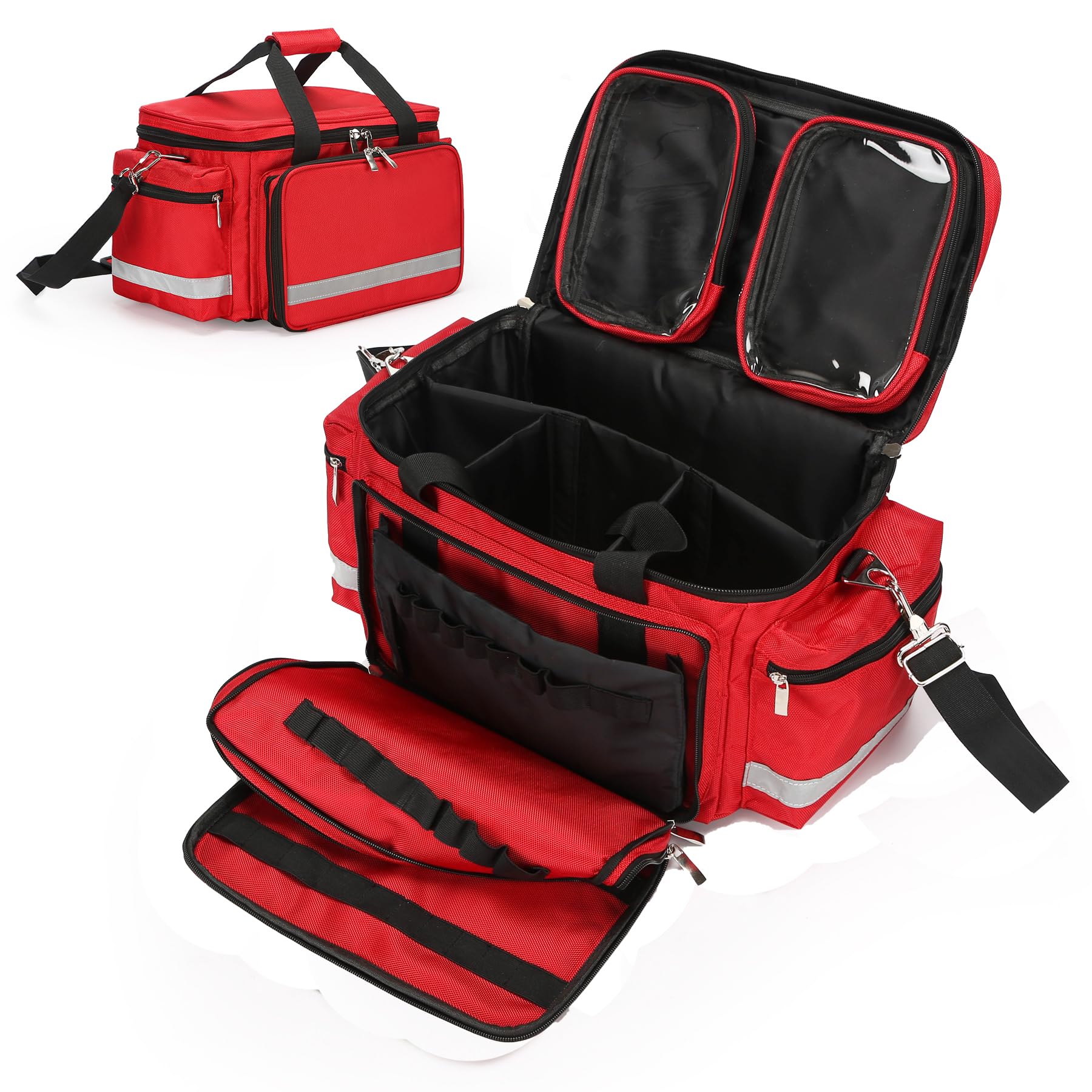Medical Bag Empty First Aid Bag Home Health Nurse Bag Empty First Aid Storage Bag with Detachable Divider Medical Supplies Emerg