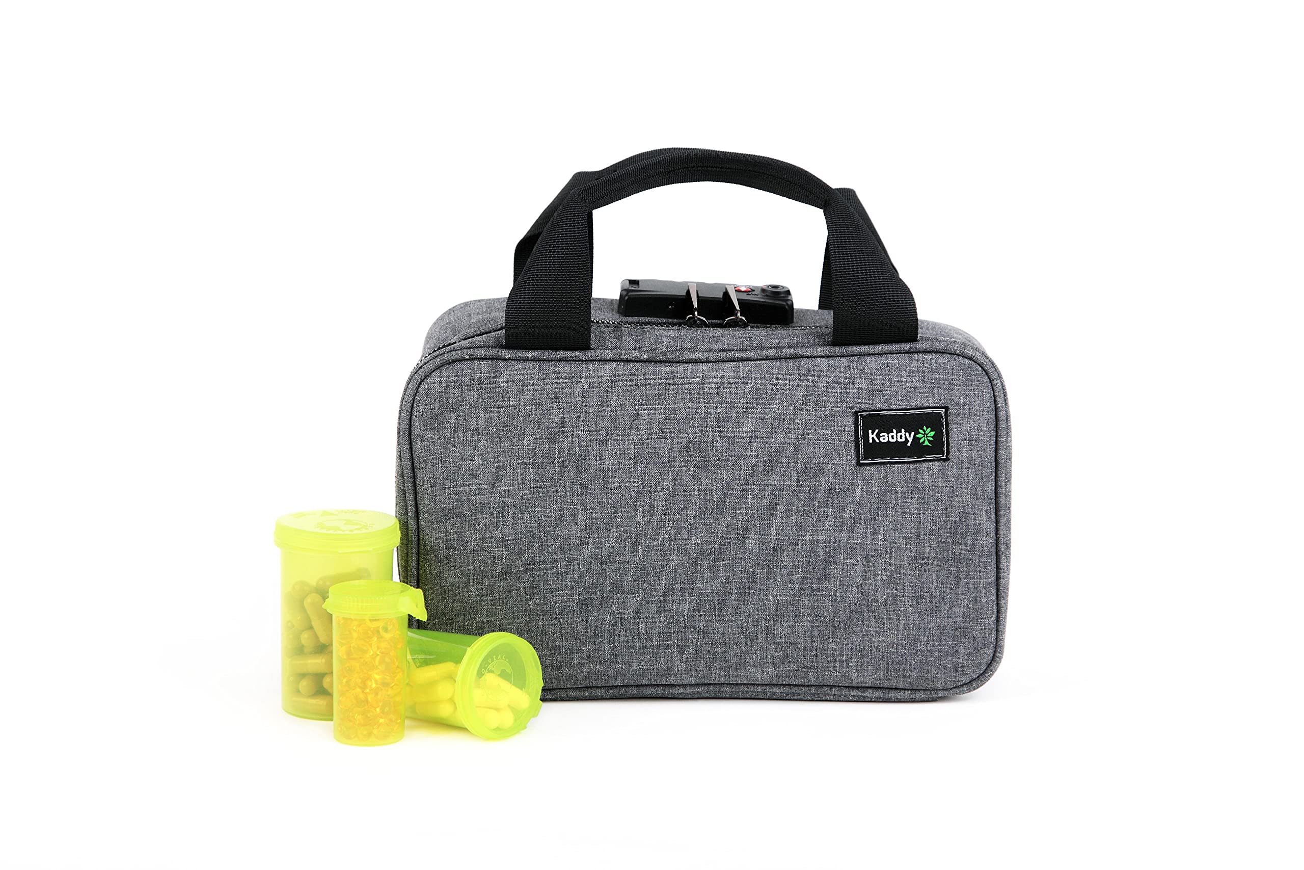 Kaddy Secure Pill Organizer Box, Storage for Bottles of Medicine or Supplements; Toiletry; Travel or Home, TSA Approved Lock(Gre