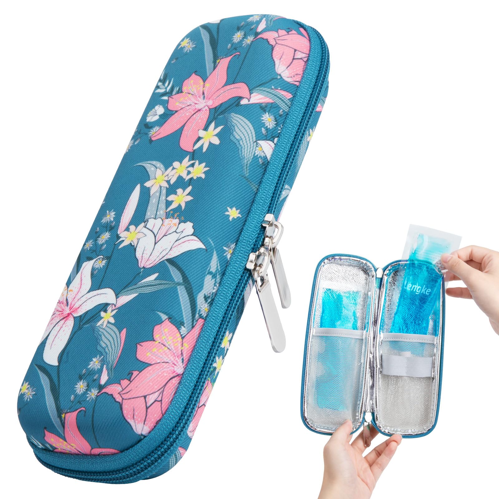 Leng Ke Insulin Cooler Travel Case TSA Approved with 2 Reusable Ice Packs, Upgraded EVA Insulin Cooler for Travel and Daily Life